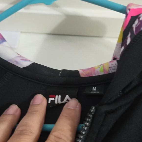Fila Black Jacket with Floral Accents - Picture 3 of 4